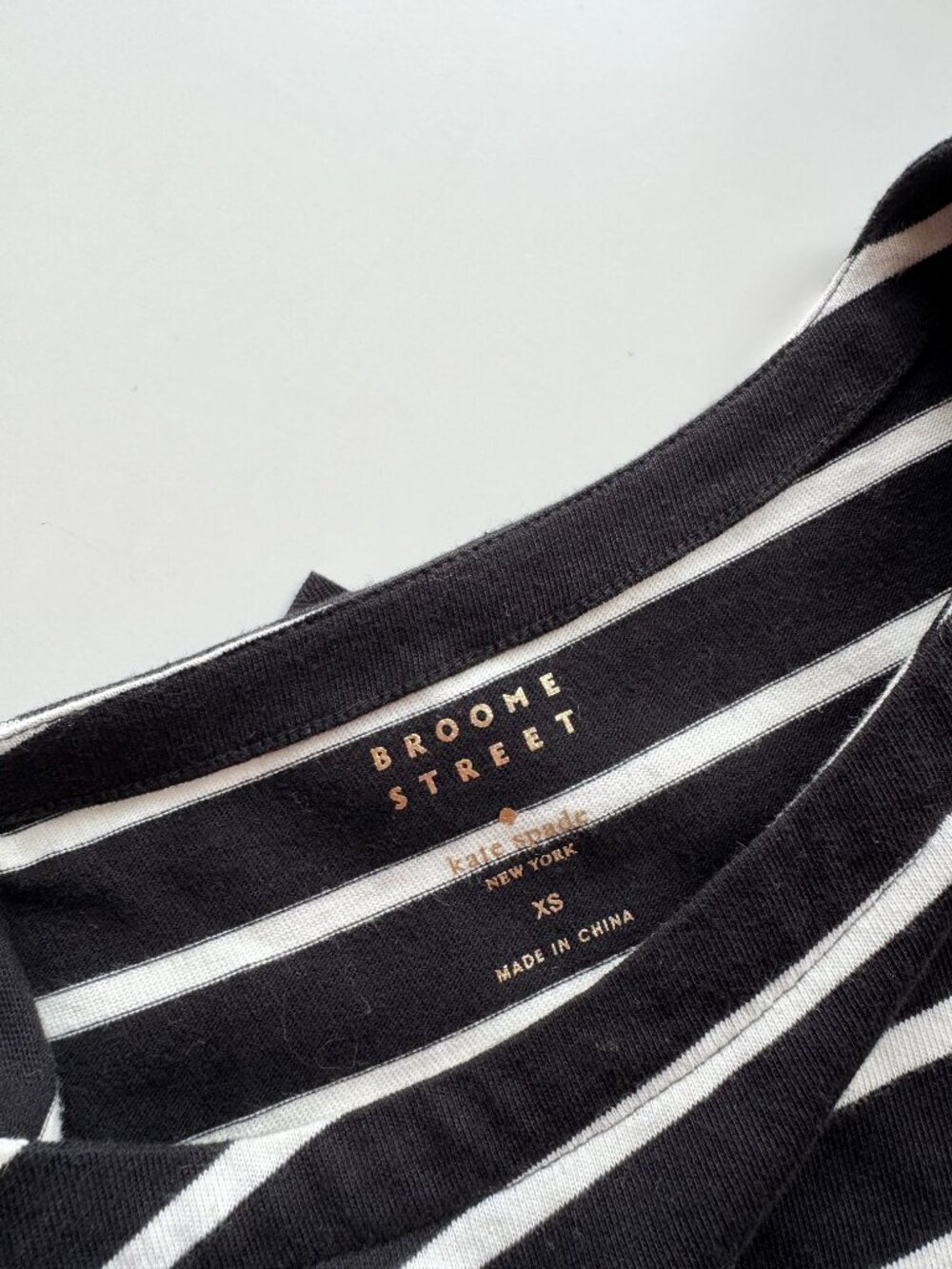 BROOME STREET KATE SPADE Black Striped Cotton Ruffle Sleeve Mariner Top, Size XS - Picture 11 of 12